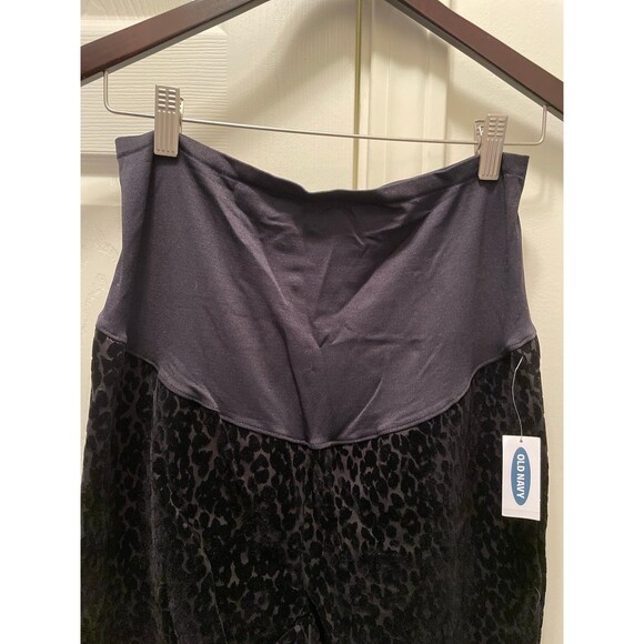 New Old Navy Maternity Pants‎ Black Velvet Leopard Print Women's Large - Picture 4 of 6